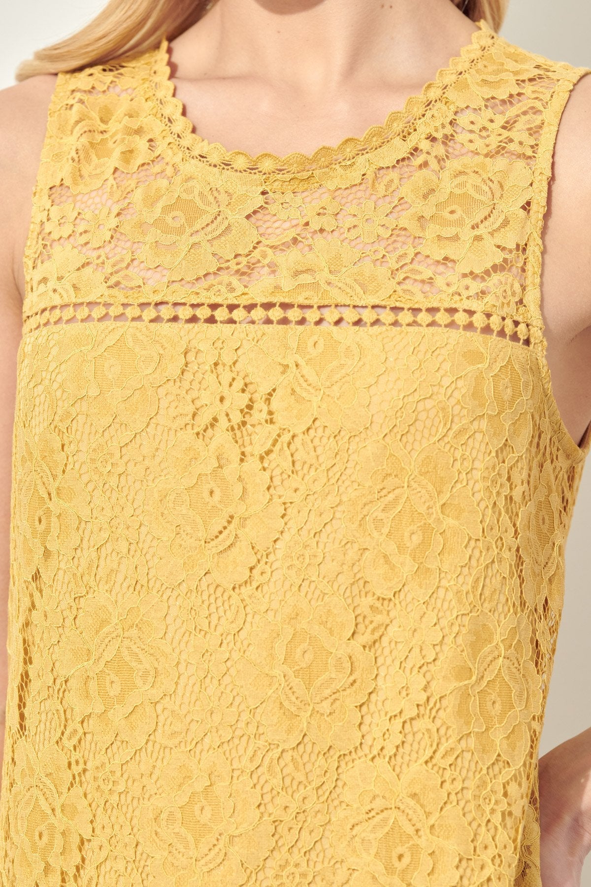 Short Sleeveless Drop Waist Crochet Dress