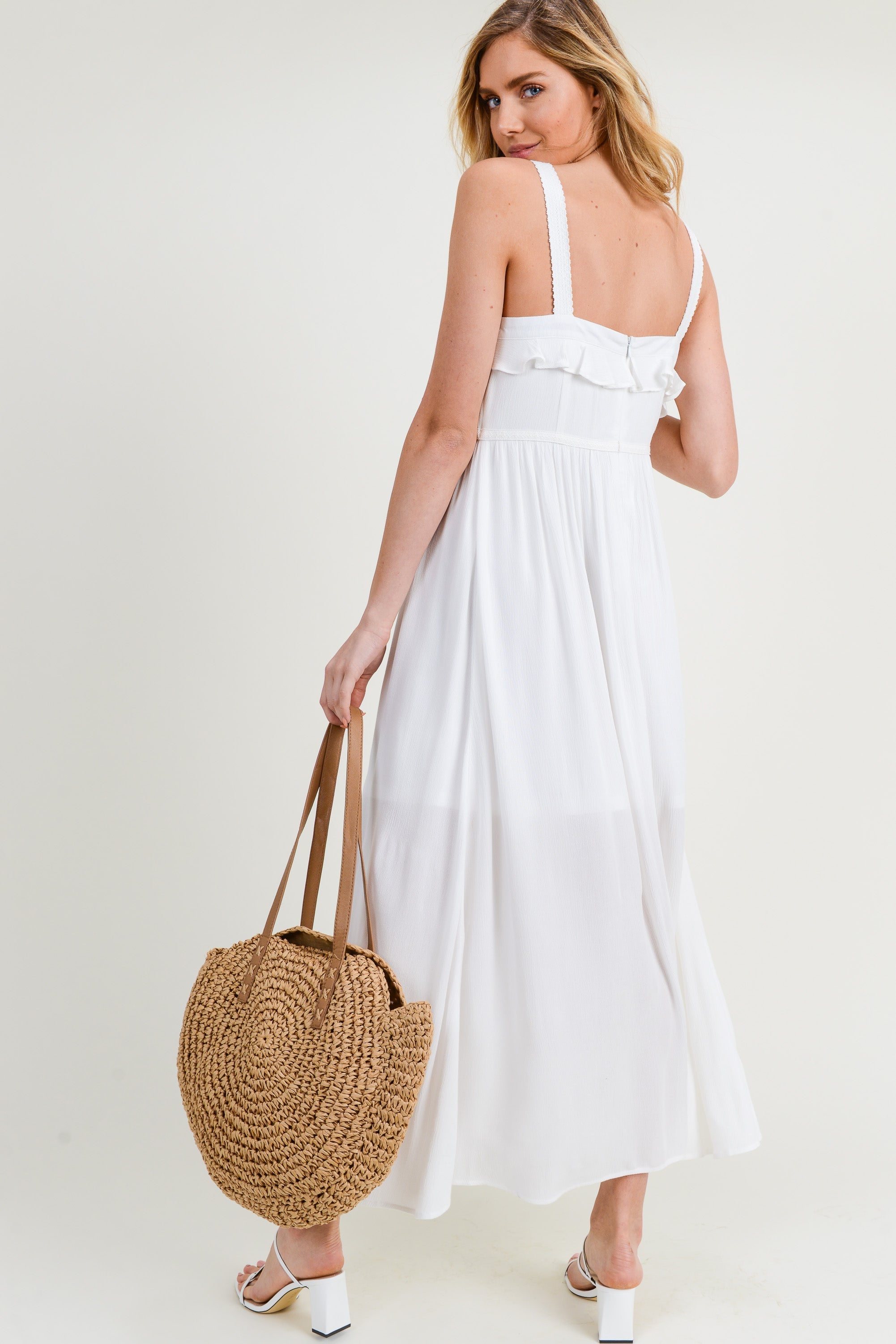 Ruffle Crochet Lace Maxi Dress