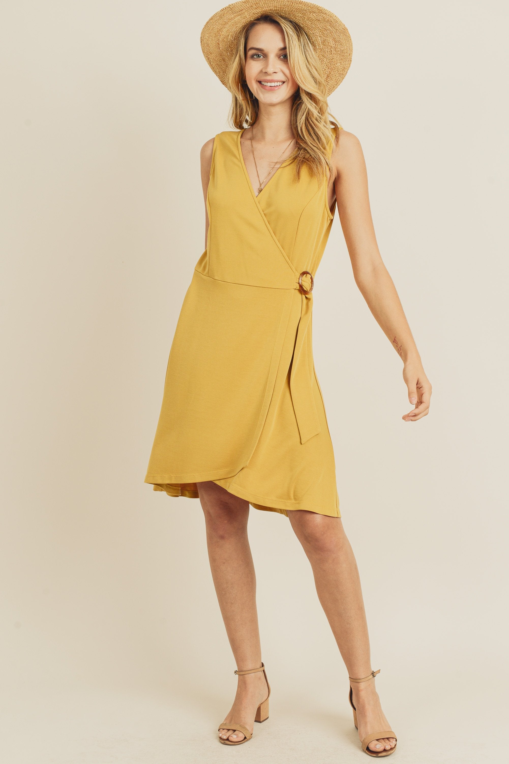 Short Sleeveless Wrap Dress