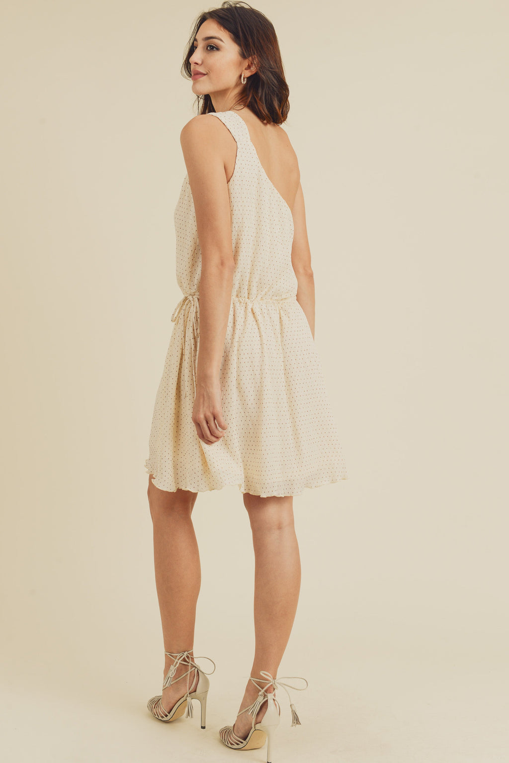 Short One Shoulder Crinkle Dress