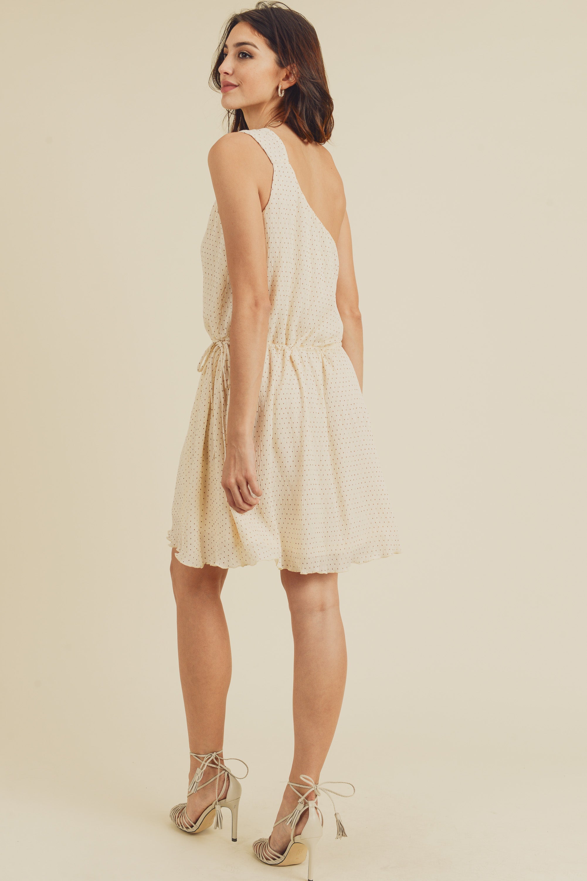 Short One Shoulder Crinkle Dress