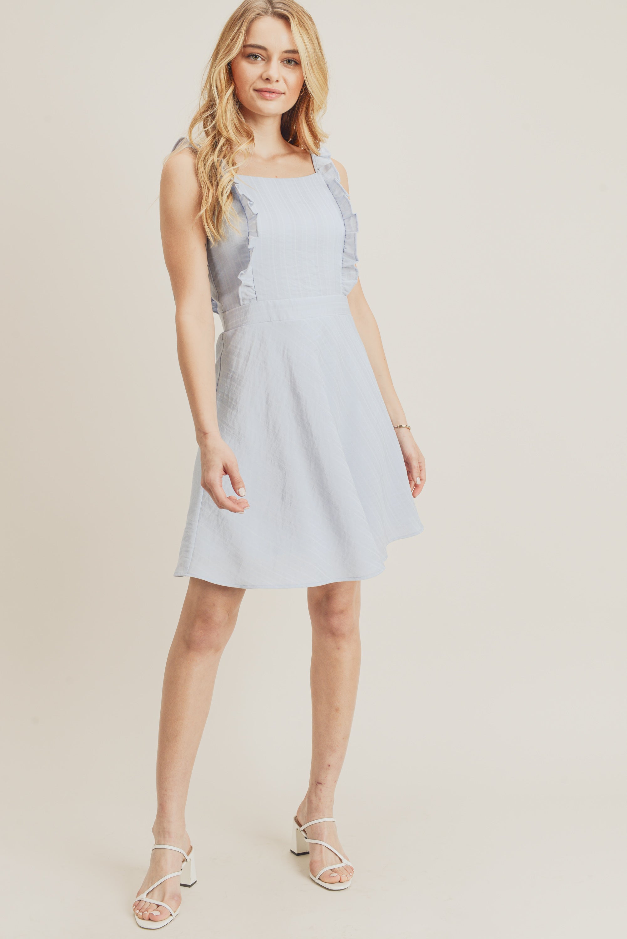 Short Sleeveless Frilled Strap Dress