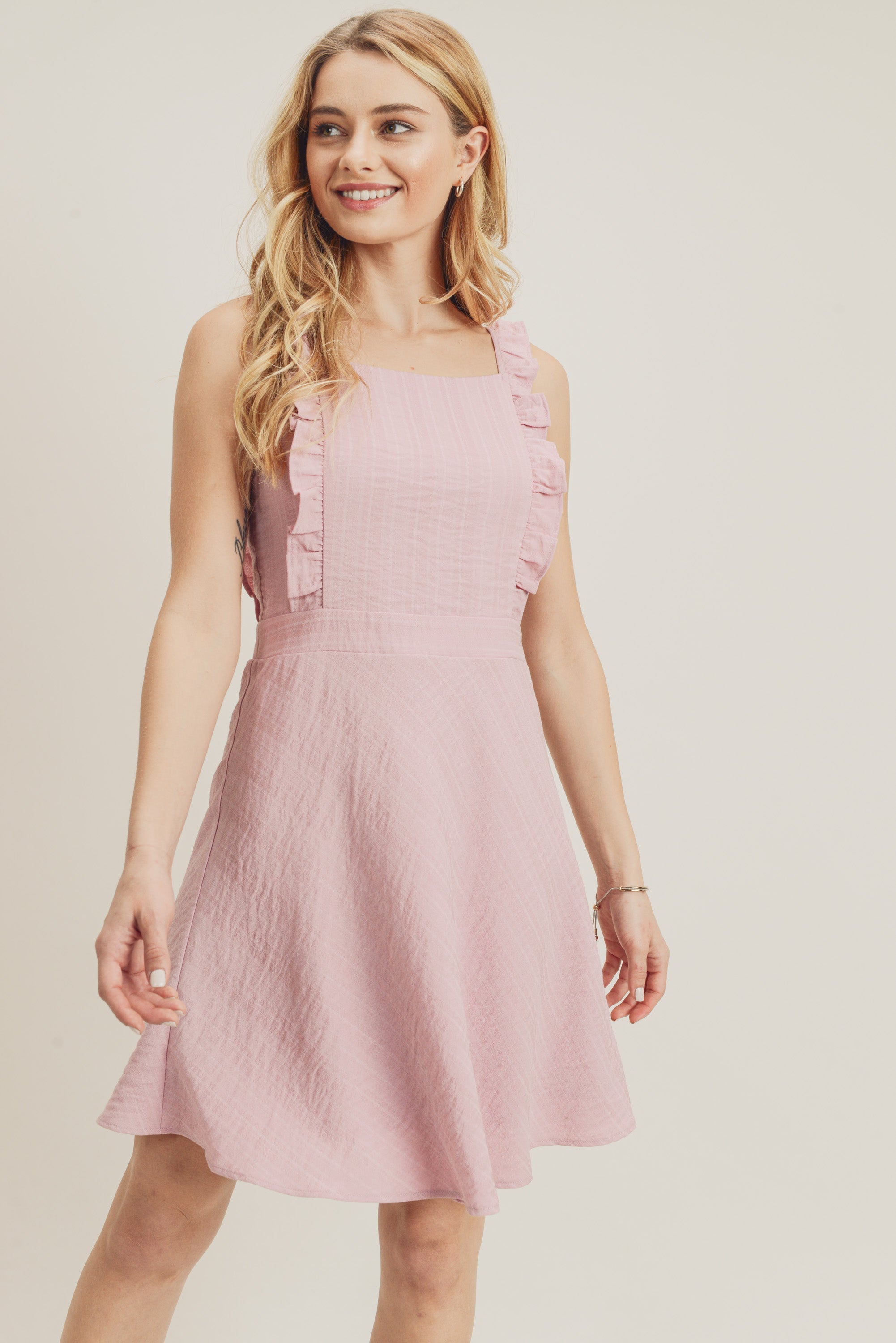 Short Sleeveless Frilled Strap Dress